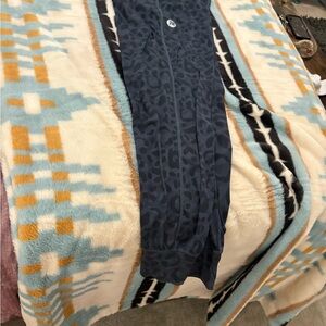 Dark Navy Leopard Print Leggings with Logo